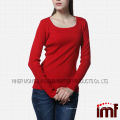 Pull en laine tricoté à col rond rouge pur pour fille